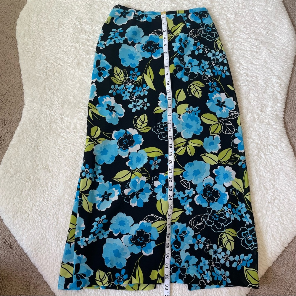 Annex Petite Blue Floral 2pc Skirt Matching Set Sleeveless Midi Small 2000s - Picture 7 of 13